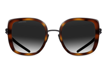 Titanium cat-eye sunglasses for women GRESSO Evita with Zeiss polarized grey lenses #color_tortoise