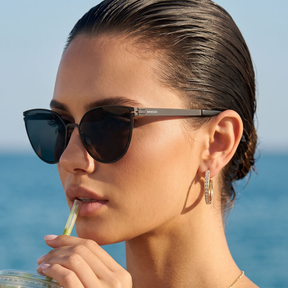 Titanium cat eye sunglasses for women GRESSO Faena with Zeiss polarized grey lenses