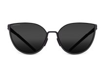 Titanium cat eye sunglasses for women GRESSO Faena with Zeiss polarized brown lenses #color_grey-mono