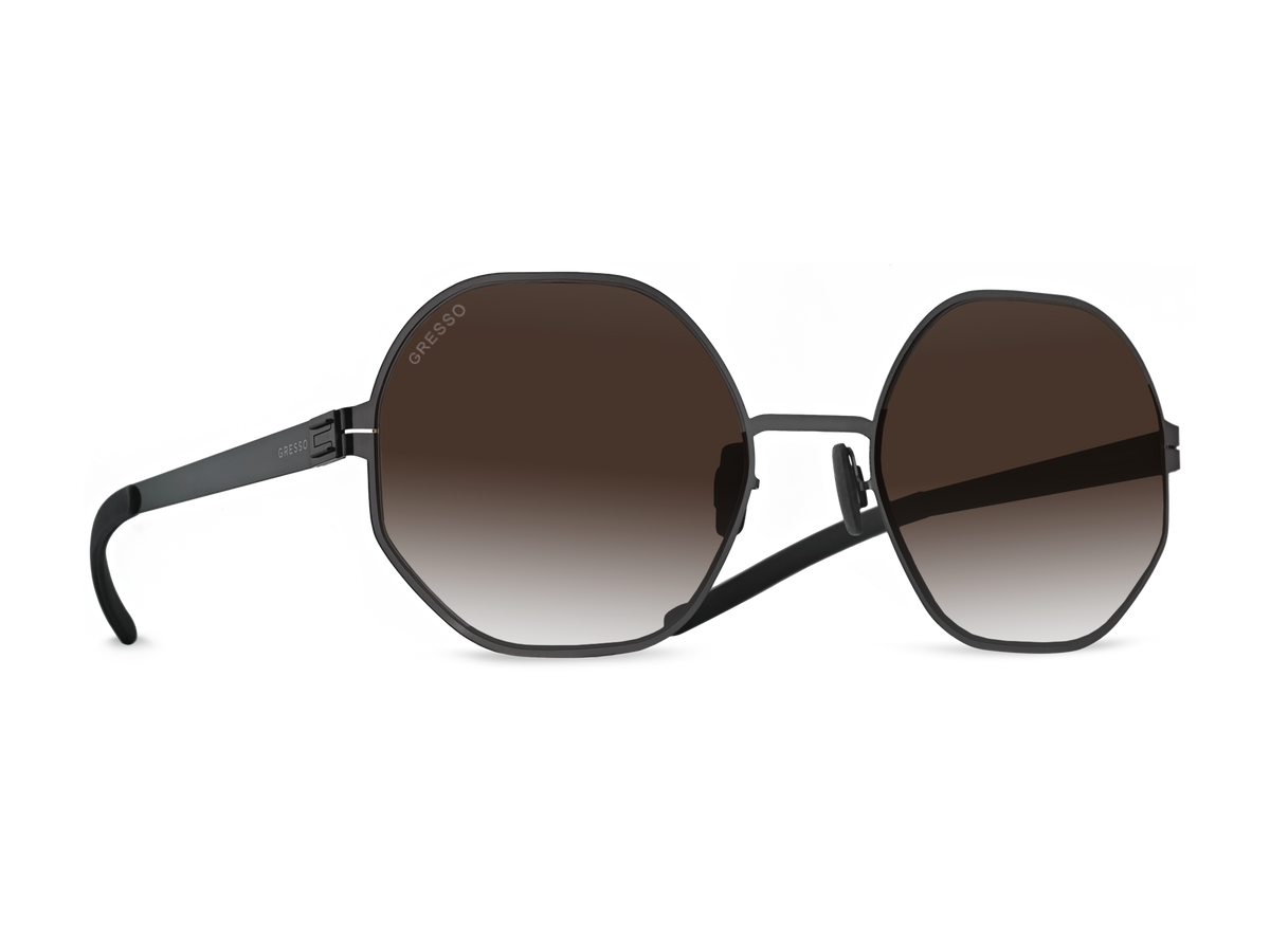 Titanium square sunglasses for women GRESSO Geneva with Zeiss polarized brown lenses #color_brown-gradient