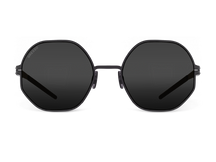 Titanium square sunglasses for women GRESSO Geneva with Zeiss polarized grey lenses #color_grey-mono