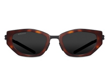 Titanium geometric sunglasses for women GRESSO Hawaii with Zeiss polarized grey lenses #color_tortoise
