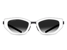 Titanium geometric sunglasses for women GRESSO Hawaii with Zeiss polarized grey lenses #color_grey―mono