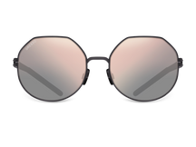 Titanium round sunglasses for women GRESSO Helena with Zeiss polarized graphite lenses #color_graphite