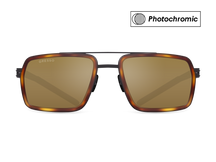 Titanium aviator sunglasses for men GRESSO Vancouver with Zeiss photochromic grey lenses #color_brown-photochromic