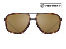 Titanium aviator sunglasses for men GRESSO Henderson with Zeiss photochromic brown lenses #color_brown-photochromic