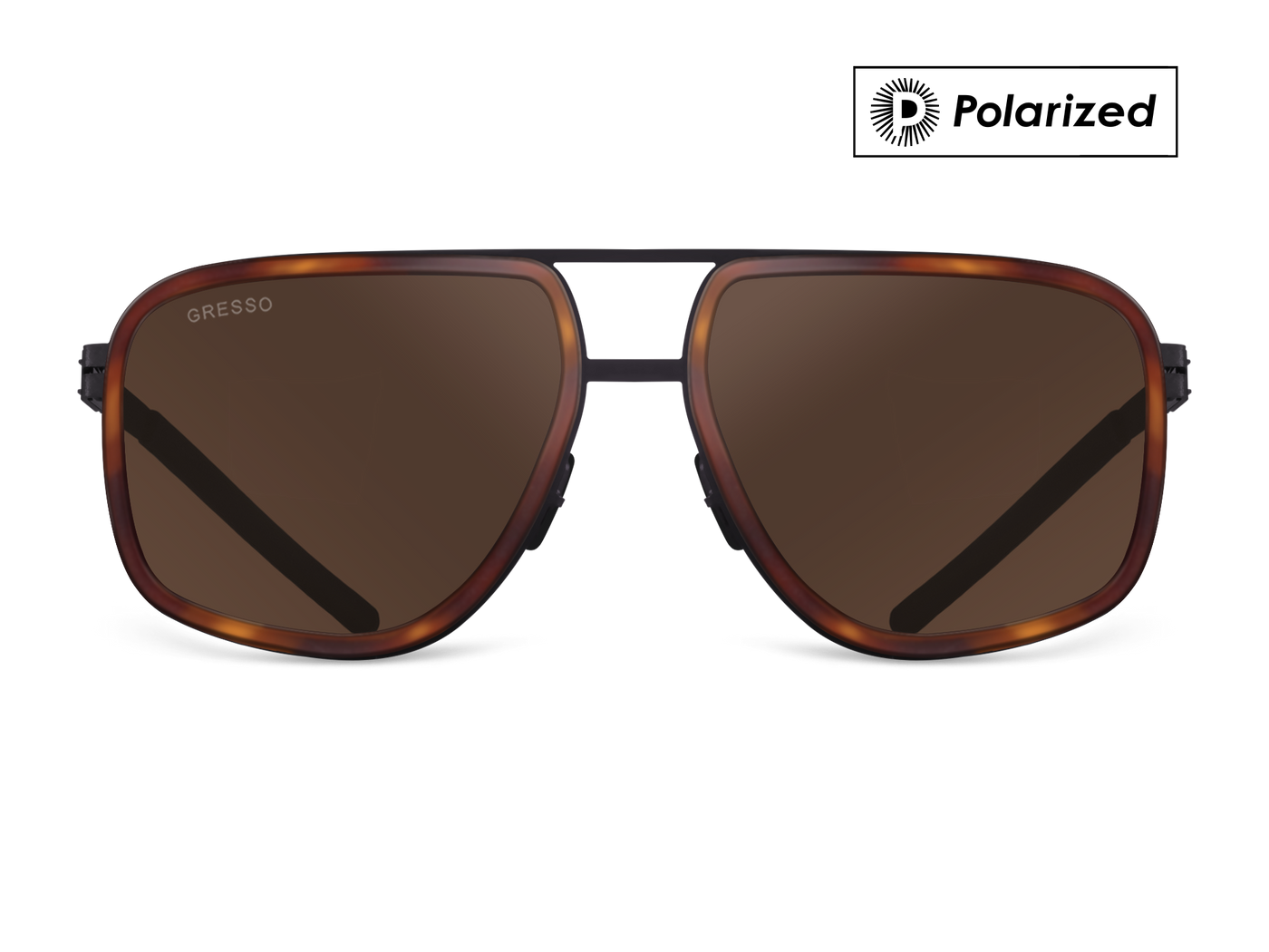 Titanium aviator sunglasses for men GRESSO Henderson with Zeiss polarized brown lenses #color_brown-polarized