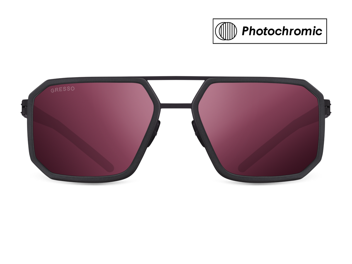 Titanium square sunglasses for men GRESSO Houston with Zeiss photochromic burgundy lenses #color_burgundy―photochromic