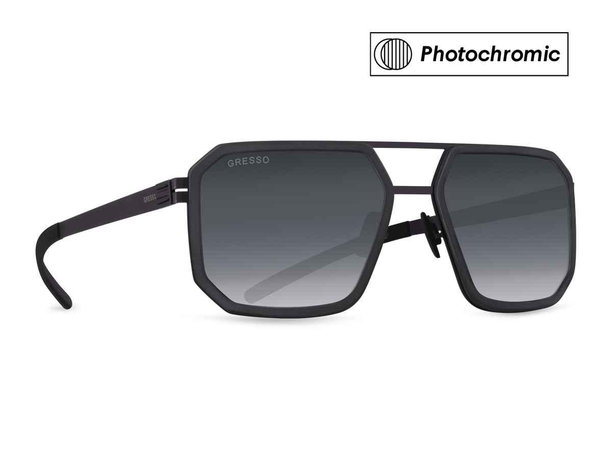 Titanium square sunglasses for men GRESSO Houston with Zeiss photochromic grey lenses #color_grey―photochromic