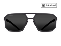 Titanium square sunglasses for men GRESSO Houston with Zeiss polarized grey lenses #color_grey-polarized