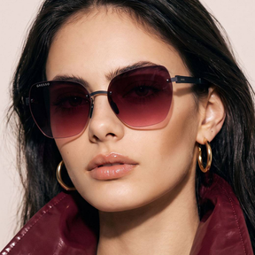 Titanium rimless sunglasses for women GRESSO Ibiza with Zeiss polarized grey lenses