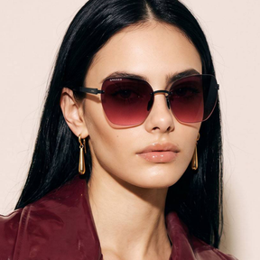 Titanium rimless sunglasses for women GRESSO Ibiza with Zeiss polarized grey lenses