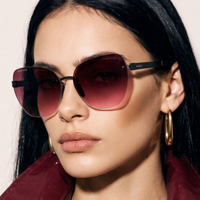 Titanium rimless sunglasses for women GRESSO Ibiza with Zeiss polarized grey lenses