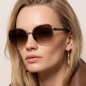 Titanium rimless sunglasses for women GRESSO Ibiza with Zeiss polarized grey lenses