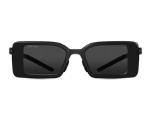 Titanium rectangle sunglasses for women GRESSO Ibiza with Zeiss polarized grey lenses #color_grey-mono
