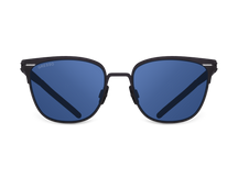 Titanium wayfarer sunglasses for men GRESSO Lancaster with Zeiss polarized blue lenses #color_blue-mono