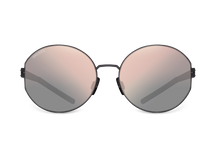 Titanium round sunglasses for women GRESSO Lauren XS with Zeiss polarized brown lenses #color_graphite