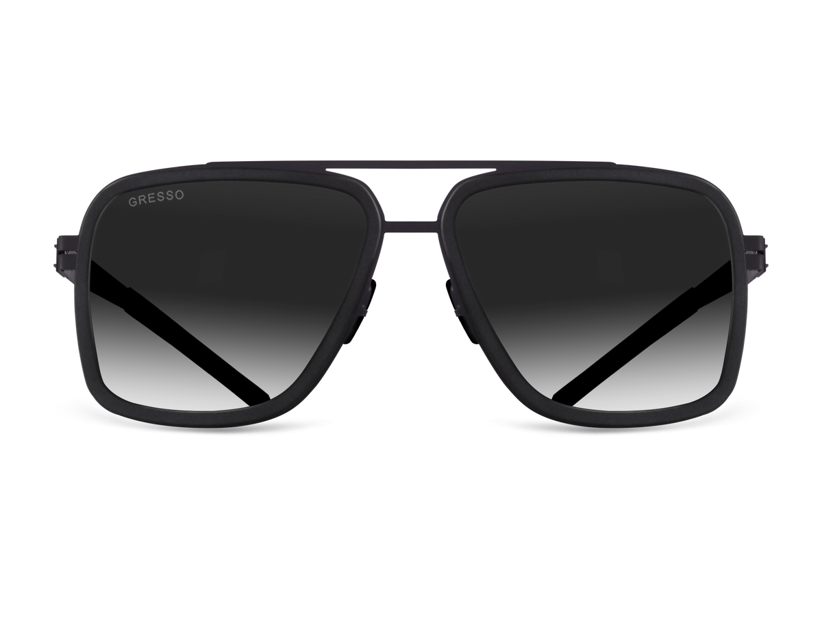 Titanium aviator sunglasses for men GRESSO London with Zeiss gradient grey lenses #color_grey-gradient