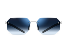 Titanium rimless sunglasses for men and women GRESSO Los Angeles with Zeiss polarized blue lenses #color_blue-gradient