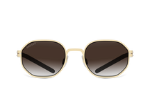 Titanium geometric sunglasses for women  GRESSO Lugano with Zeiss polarized brown lenses #color_brown-gradient