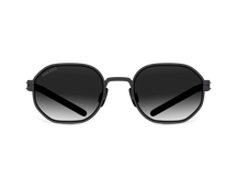 Titanium geometric sunglasses for women  GRESSO Lugano with Zeiss polarized grey lenses #color_grey-gradient