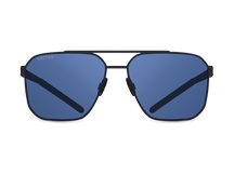 Titanium aviator sunglasses for men GRESSO Madison with Zeiss polarized blue lenses #color_blue-mono