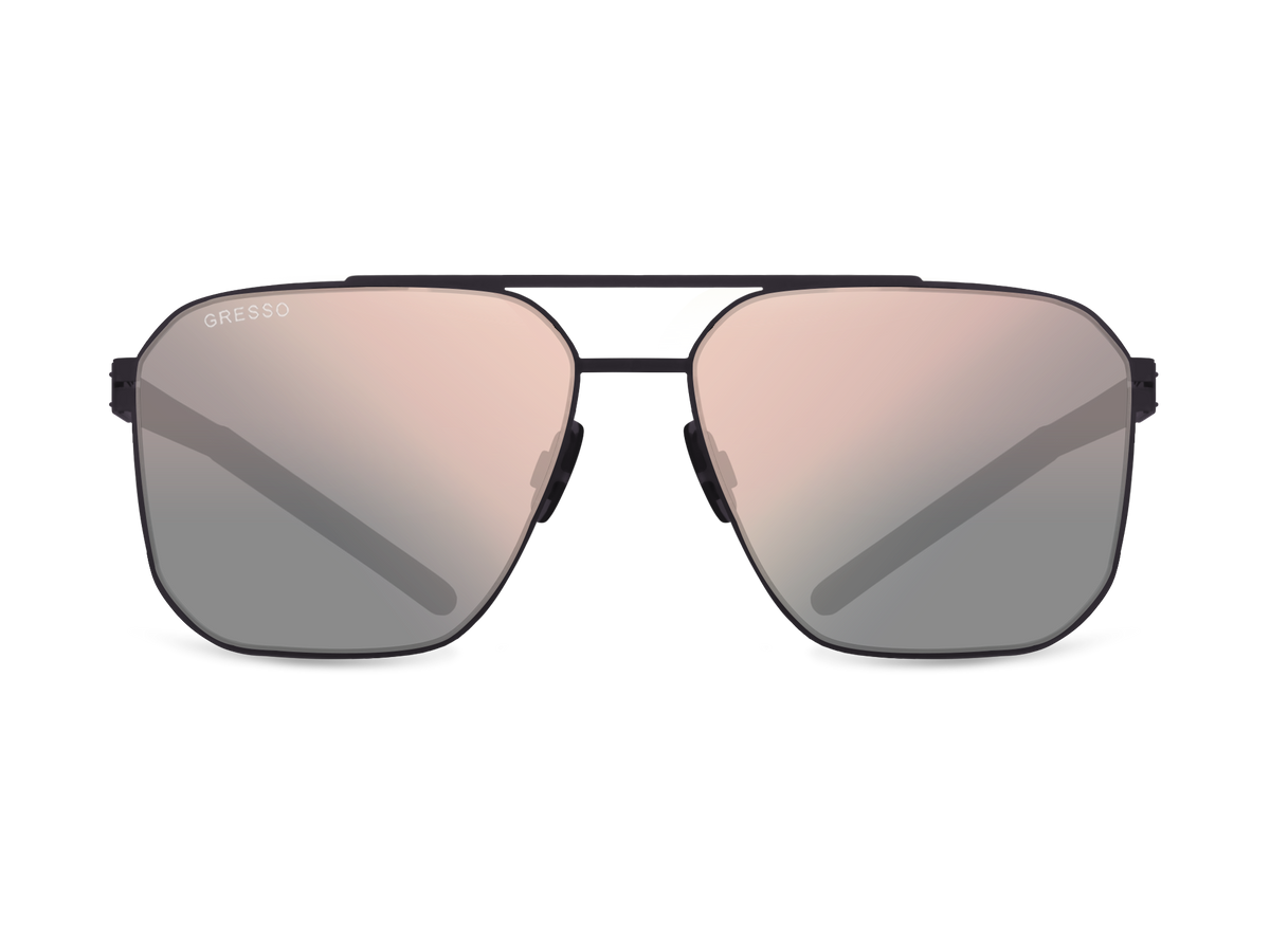 Titanium aviator sunglasses for men GRESSO Madison with Zeiss polarized graphite lenses #color_graphite