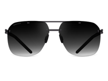 Titanium rimless sunglasses for men GRESSO Madrid with Zeiss polarized grey lenses #color_grey-gradient