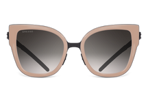 Titanium cat eye sunglasses for women GRESSO Malta with Zeiss polarized grey lenses #color_cappuccino