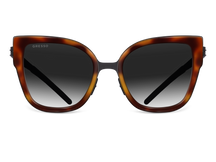 Titanium cat eye sunglasses for women GRESSO Malta with Zeiss polarized grey lenses #color_tortoise