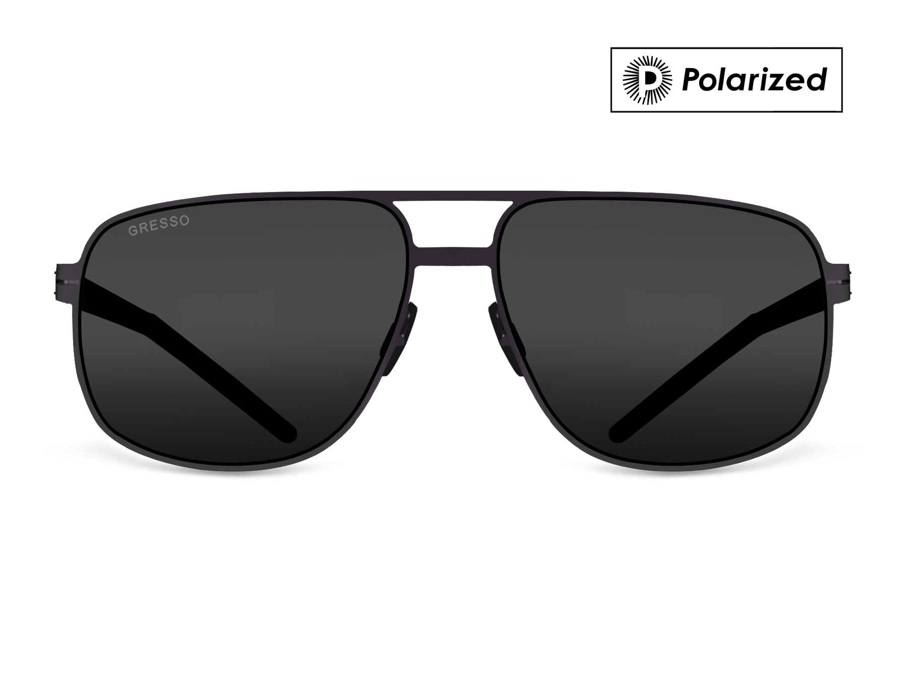 GRESSO Titanium Polarized Aviator Sunglasses - Manchester, grey-polarized