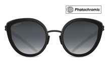Titanium cat eye sunglasses for women GRESSO Marbella with Zeiss photochromic grey lenses #color_grey―photochromic