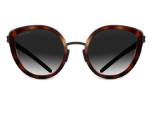 Titanium cat eye sunglasses for women GRESSO Marbella with Zeiss polarized grey lenses #color_tortoise
