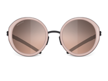 Titanium round sunglasses for women GRESSO Meredithwith Zeiss polarized bronze lenses #color_caramel