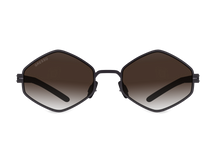 Titanium geometric sunglasses for women GRESSO Milan with Zeiss polarized brown lenses #color_brown-gradient