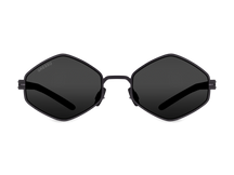 Titanium geometric sunglasses for women GRESSO Milan with Zeiss polarized grey lenses #color_grey-mono