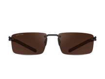 Titanium rimless sunglasses for men GRESSO Montana with Zeiss polarized graphite lenses #color_brown-mono