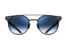 Titanium round sunglasses for men GRESSO Morgan with Zeiss polarized blue lenses #color_blue-gradient