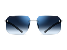 Titanium rimless sunglasses for men GRESSO New York with Zeiss polarized graphite lenses #color_blue-gradient