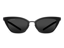 Titanium cat eye sunglasses for women GRESSO Ocean Drive with Zeiss polarized grey lenses #color_grey-mono