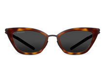 Titanium cat eye sunglasses for women GRESSO Ocean Drive with Zeiss polarized grey lenses #color_tortoise