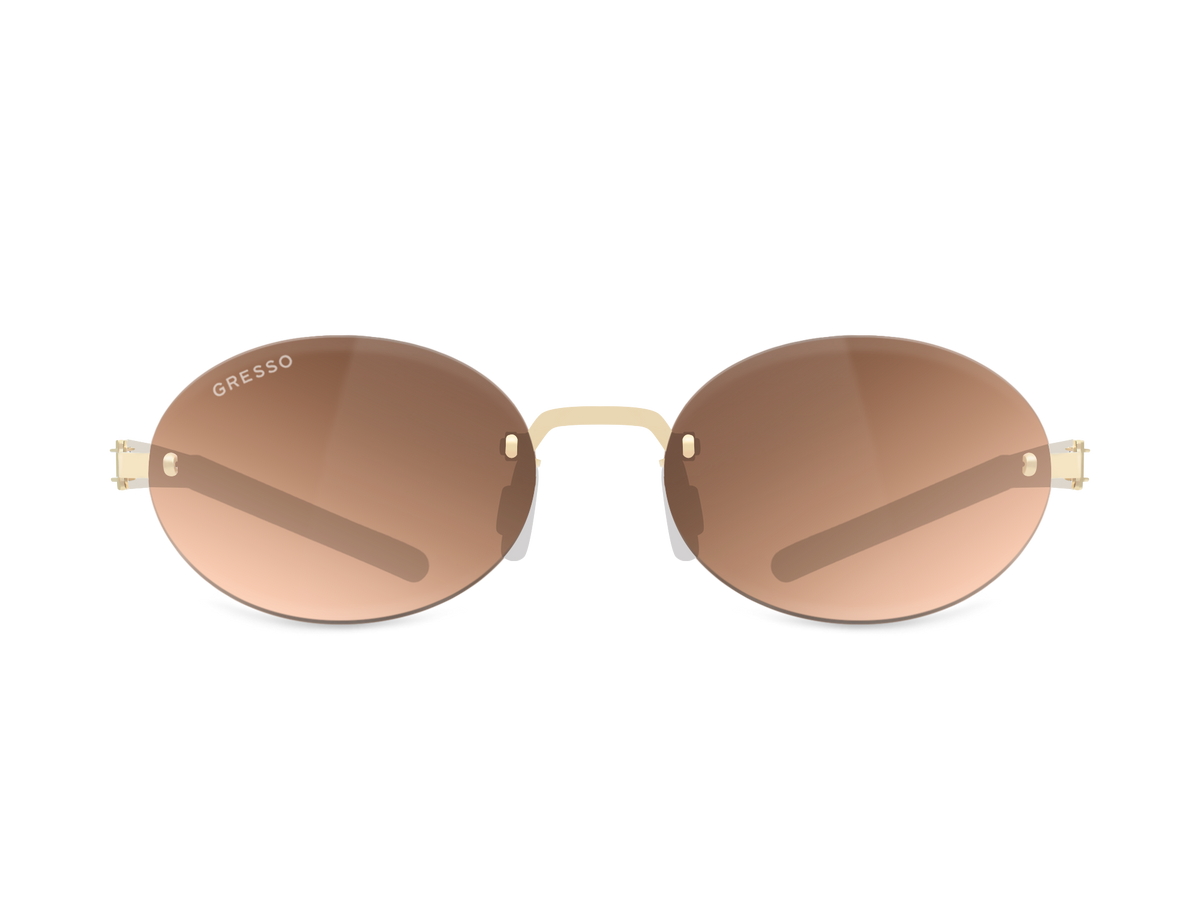 Titanium rimless sunglasses for men and women GRESSO Palo Alto with Zeiss polarized beige lenses #color_beige-mono