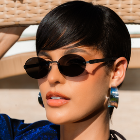 Titanium rimless sunglasses for men and women GRESSO Palo Alto with Zeiss polarized grey lenses