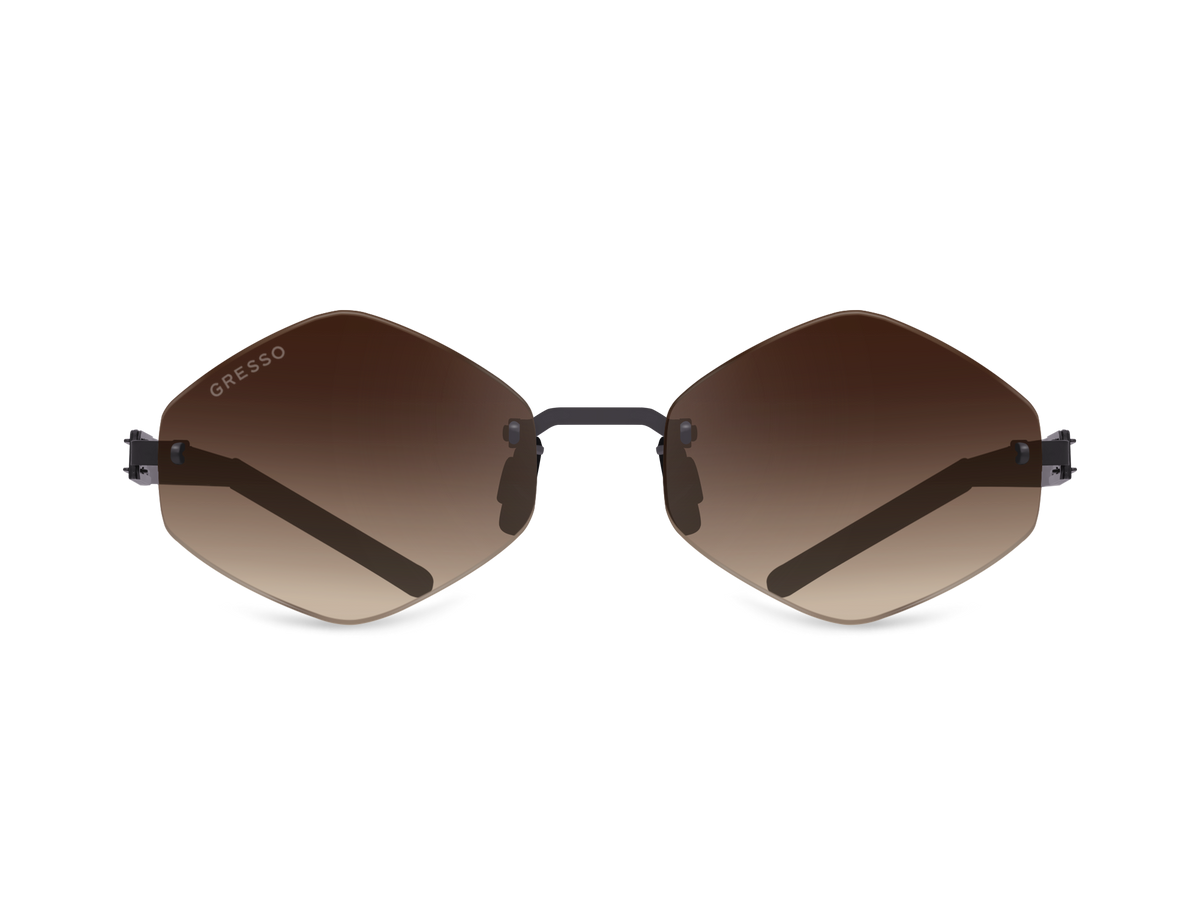 Titanium rimless sunglasses for women GRESSO Portofino with Zeiss polarized brown lenses #color_brown-gradient