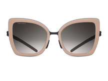 Titanium cat eye sunglasses for women GRESSO Priscilla with Zeiss polarized grey lenses #color_cappuccino