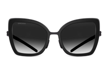 Titanium cat eye sunglasses for women GRESSO Priscilla with Zeiss polarized grey lenses #color_grey-gradient