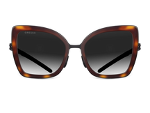 Titanium cat eye sunglasses for women GRESSO Priscilla with Zeiss polarized grey lenses #color_tortoise