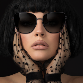 Titanium cat eye sunglasses for women GRESSO Ravenna with Zeiss polarized grey lenses