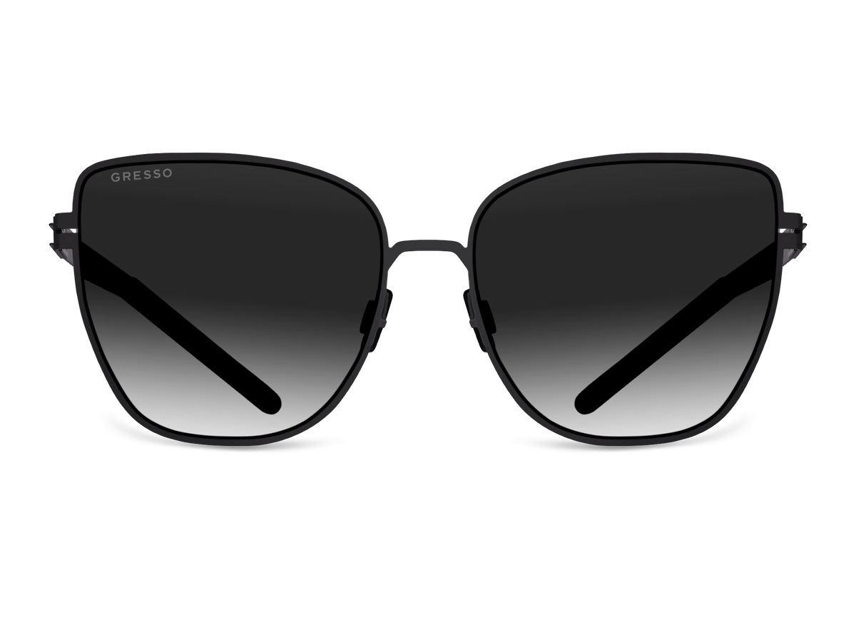 Titanium cat eye sunglasses for women GRESSO Ravenna with Zeiss polarized grey lenses #color_grey-gradient