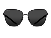 Titanium cat eye sunglasses for women GRESSO Ravenna with Zeiss polarized grey lenses #color_grey-mono